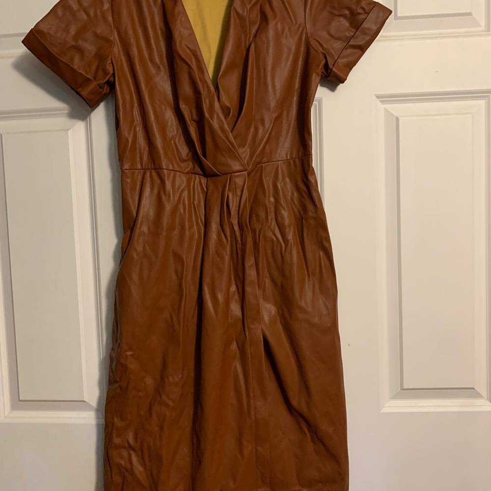 Nine West Tan Midi Wrap Dress